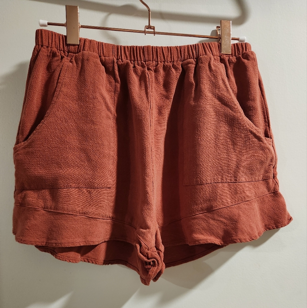 Women's Rust Linen Shorts S